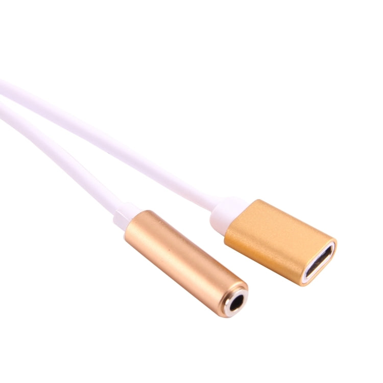 USB-C / Type-C Male to 3.5mm Female & Type-C Female Audio Adapter(Gold) - Type-C Adapter by buy2fix | Online Shopping UK | buy2fix