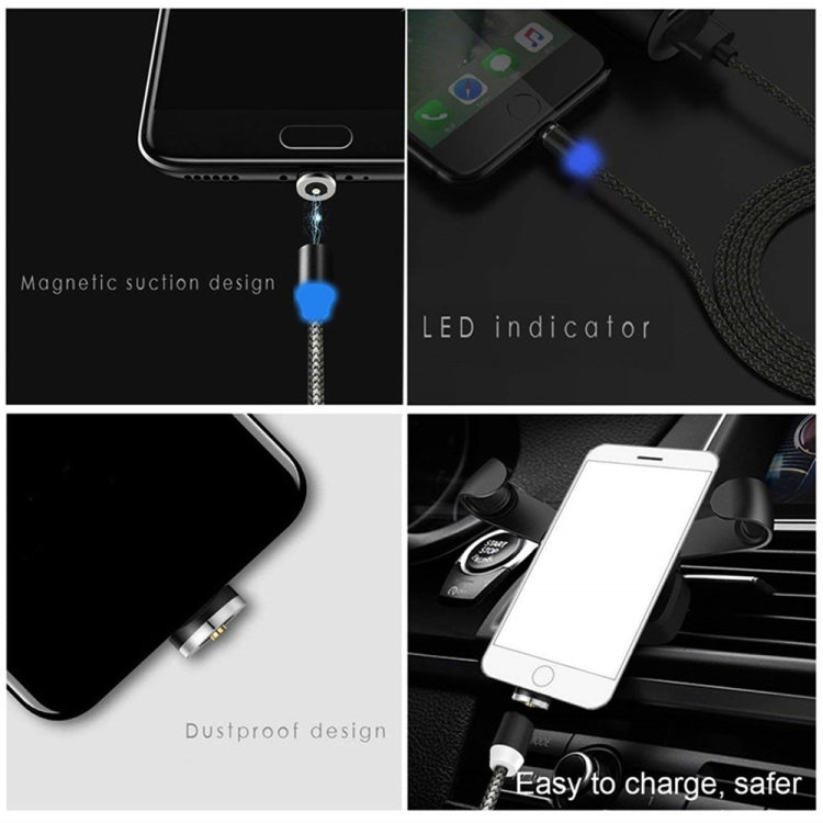 2 in 1 USB to 8 Pin + Micro USB Magnetic Metal Interface Nylon Braided Charging Cable, Length: 1m(Black) - Charging Cable & Head by buy2fix | Online Shopping UK | buy2fix