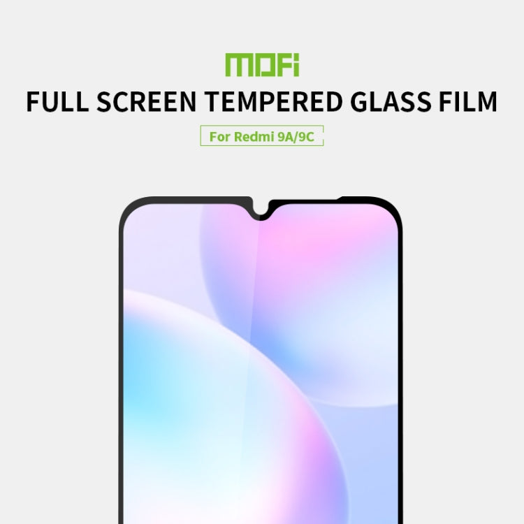 For Xiaomi Redmi 9A/9C MOFI 9H 2.5D Full Screen Tempered Glass Film(Black) -  by MOFI | Online Shopping UK | buy2fix