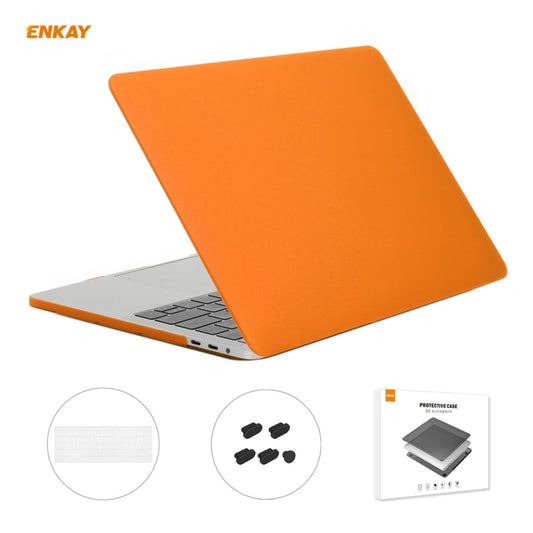 ENKAY 3 in 1 Matte Laptop Protective Case + US Version TPU Keyboard Film + Anti-dust Plugs Set for MacBook Pro 13.3 inch A1706 / A1989 / A2159 (with Touch Bar)(Orange) - MacBook Pro Cases by ENKAY | Online Shopping UK | buy2fix