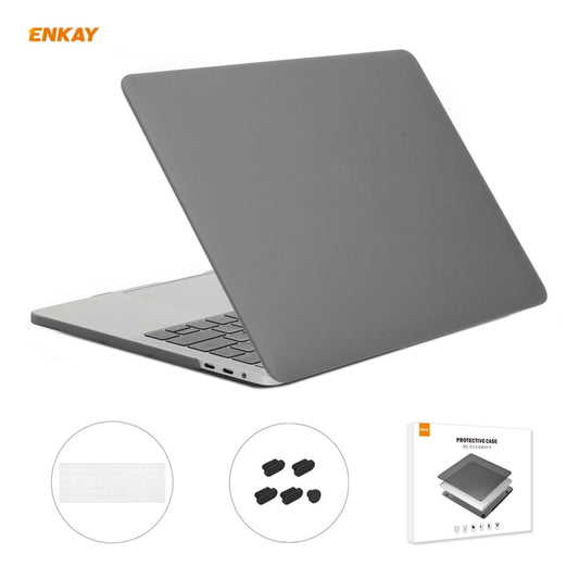 ENKAY 3 in 1 Matte Laptop Protective Case + US Version TPU Keyboard Film + Anti-dust Plugs Set for MacBook Pro 13.3 inch A1708 (without Touch Bar)(Grey) - MacBook Pro Cases by ENKAY | Online Shopping UK | buy2fix