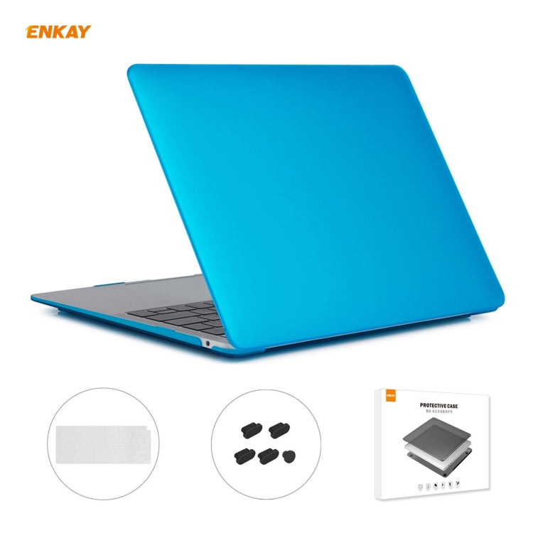 ENKAY 3 in 1 Matte Laptop Protective Case + US Version TPU Keyboard Film + Anti-dust Plugs Set for MacBook Air 13.3 inch A2179 & A2337 (2020)(Light Blue) - MacBook Air Cases by ENKAY | Online Shopping UK | buy2fix