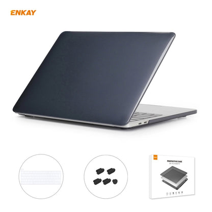 ENKAY 3 in 1 Crystal Laptop Protective Case + EU Version TPU Keyboard Film + Anti-dust Plugs Set for MacBook Pro 13.3 inch A2251 & A2289 & A2338 (with Touch Bar)(Black) - MacBook Pro Cases by ENKAY | Online Shopping UK | buy2fix