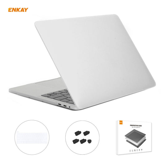 ENKAY 3 in 1 Matte Laptop Protective Case + US Version TPU Keyboard Film + Anti-dust Plugs Set for MacBook Pro 16 inch A2141 (with Touch Bar)(White) - MacBook Pro Cases by ENKAY | Online Shopping UK | buy2fix