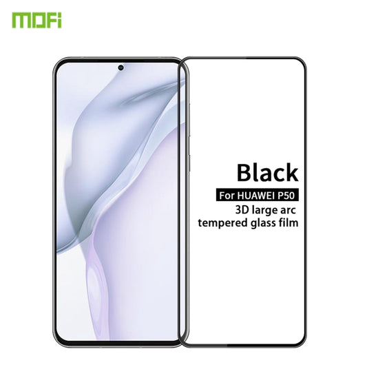 For Huawei P50 MOFI 9H 3D Explosion-proof Curved Screen Tempered Glass Film(Black) - Huawei Tempered Glass by MOFI | Online Shopping UK | buy2fix