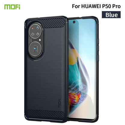 For Huawei P50 Pro MOFI Gentleness Series Brushed Texture Carbon Fiber Soft TPU Case(Blue) - Huawei Cases by MOFI | Online Shopping UK | buy2fix