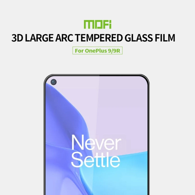 For OnePlus 9 / 9R MOFI 9H 3D Explosion-proof Curved Screen Tempered Glass Film(Black) - OnePlus Tempered Glass by MOFI | Online Shopping UK | buy2fix