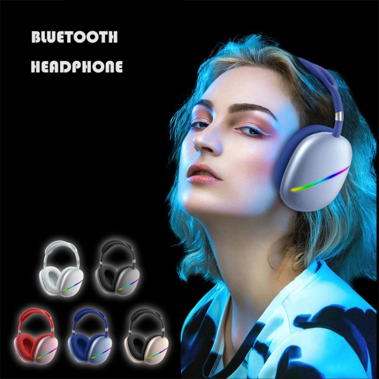 AKZ MAX10 Head-mounted RGB Wireless Bluetooth Music Headset With Microphone, Supports TF Card(White) - Headset & Headphone by buy2fix | Online Shopping UK | buy2fix