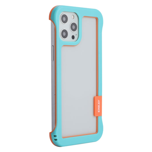 For iPhone 12 Pro Max ENKAY Frameless Hollow Shockproof PC Case(Blue) - iPhone 12 Pro Max Cases by ENKAY | Online Shopping UK | buy2fix