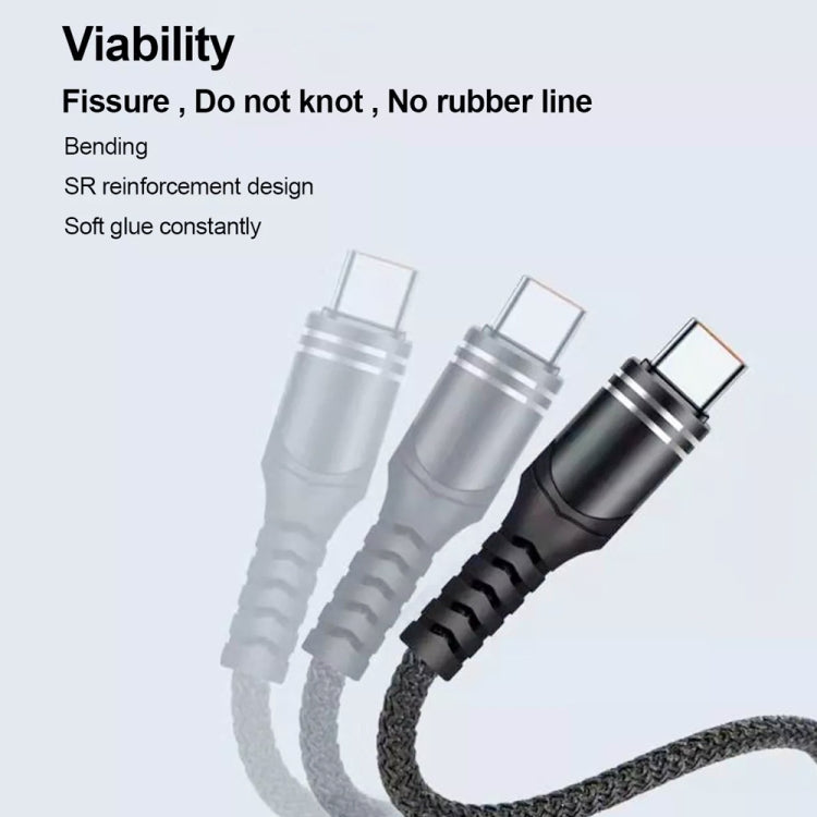 XJ-78 66W 6A 3 in 1 USB to 8 Pin + Type-C + Micro USB Super Flash Charging Cable, Length: 1.2m(Colour) - Multifunction Cable by buy2fix | Online Shopping UK | buy2fix