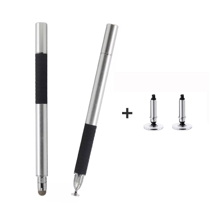 AT-31 Conductive Cloth Head + Precision Sucker Capacitive Pen Head 2-in-1 Handwriting Stylus with 2 Pen Head(Silver Grey) - Stylus Pen by buy2fix | Online Shopping UK | buy2fix