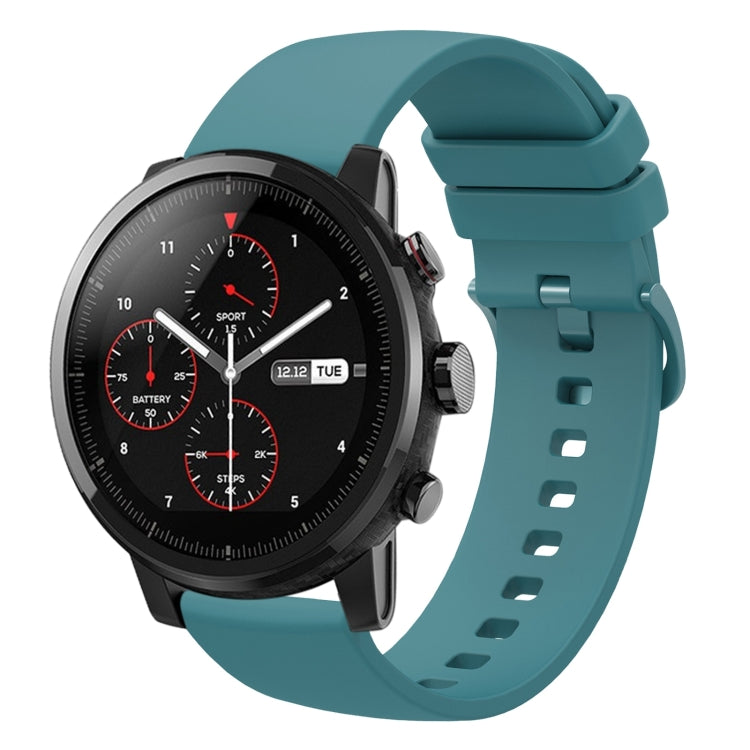 For Amazfit Stratos 22mm Solid Color Soft Silicone Watch Band(Pine Green) - Watch Bands by buy2fix | Online Shopping UK | buy2fix