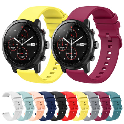 For Amazfit Stratos 22mm Solid Color Soft Silicone Watch Band(Red) - Watch Bands by buy2fix | Online Shopping UK | buy2fix