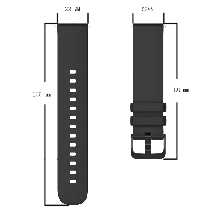 For Amazfit Stratos 22mm Solid Color Soft Silicone Watch Band(Black) - Watch Bands by buy2fix | Online Shopping UK | buy2fix