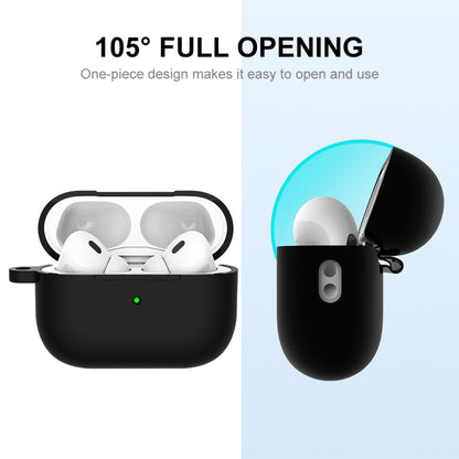 For Apple AirPods Pro 2 2022 ENKAY Thickened Silicone Protective Case with Keychain(Black) - For AirPods Pro 2 by ENKAY | Online Shopping UK | buy2fix