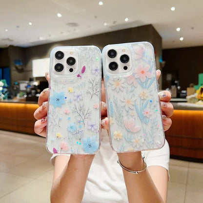 For iPhone 16 Plus Fresh Small Floral Epoxy TPU Phone Case(D02 Hand-painted Flower) - iPhone 16 Plus Cases by buy2fix | Online Shopping UK | buy2fix