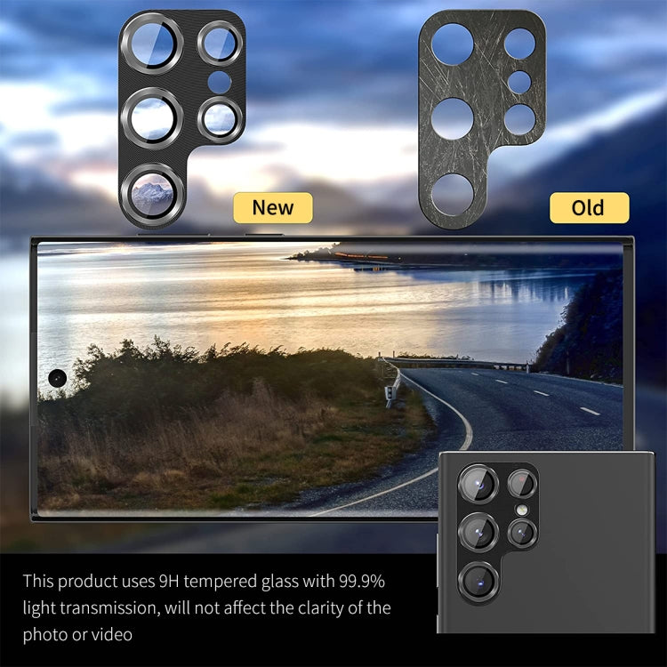 For Samsung Galaxy S23 Ultra ENKAY 9H Rear Camera Lens Aluminium Alloy Tempered Glass Film(Black) - Galaxy S23 Ultra 5G Tempered Glass by ENKAY | Online Shopping UK | buy2fix