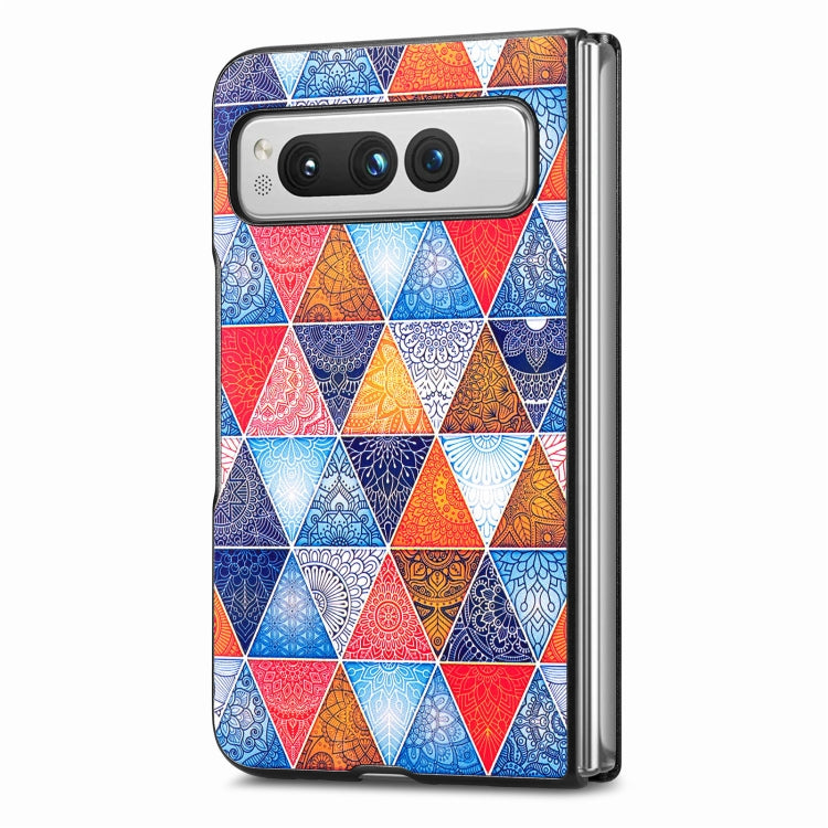 For Google Pixel Fold Colored Drawing Leather Skin Back Cover Phone Case(Rhombus Mandala) - Google Cases by buy2fix | Online Shopping UK | buy2fix