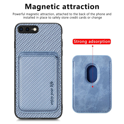 For iPhone SE 2022 / 2020 /  7 / 8 Carbon Fiber Leather Card Magsafe Magnetic Phone Case(Blue) - More iPhone Cases by buy2fix | Online Shopping UK | buy2fix