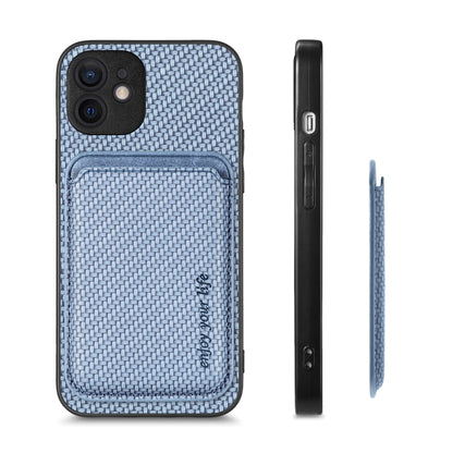 For iPhone 11 Pro Max Carbon Fiber Leather Card Magsafe Magnetic Phone Case(Blue) - iPhone 11 Pro Max Cases by buy2fix | Online Shopping UK | buy2fix