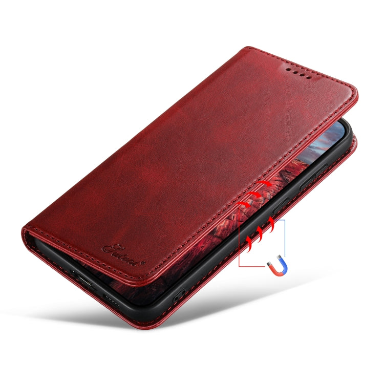 For Samsung Galaxy S24 5G Suteni Calf Texture Horizontal Flip Leather Phone Case(Red) - Galaxy S24 5G Cases by Suteni | Online Shopping UK | buy2fix