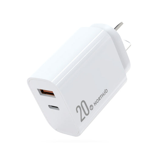 NORTHJO NOPD2002 PD20W USB-C/Type-C + QC 3.0 USB Dual Ports Fast Charger, AU Plug(White) - USB Charger by NORTHJO | Online Shopping UK | buy2fix
