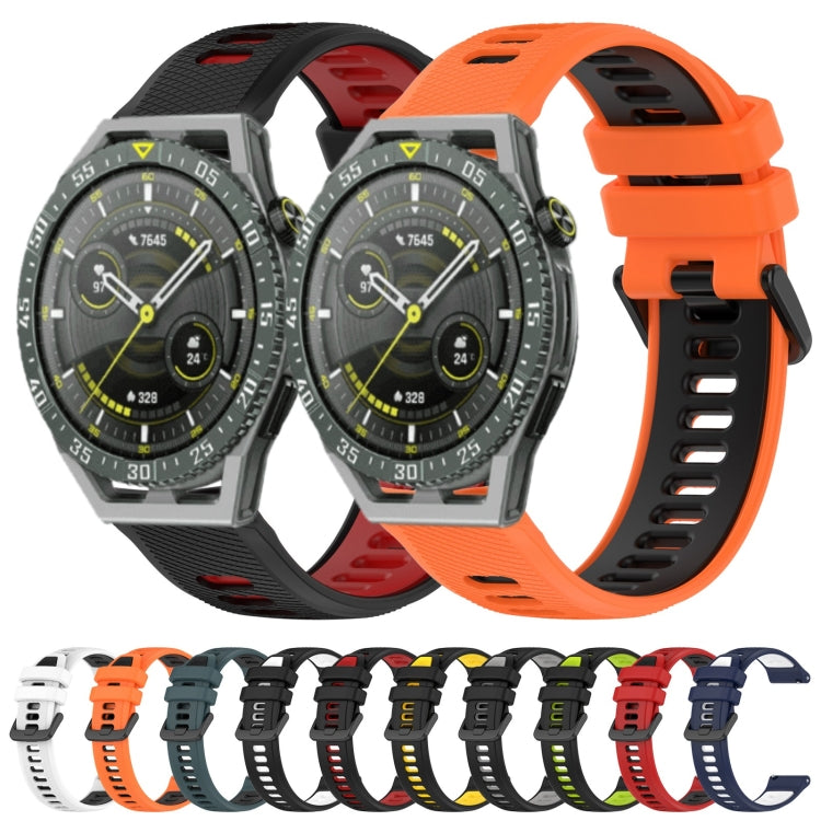 For Huawei Watch 3 Pro New 22mm Sports Two-Color Silicone Watch Band(Black+White) - Watch Bands by buy2fix | Online Shopping UK | buy2fix