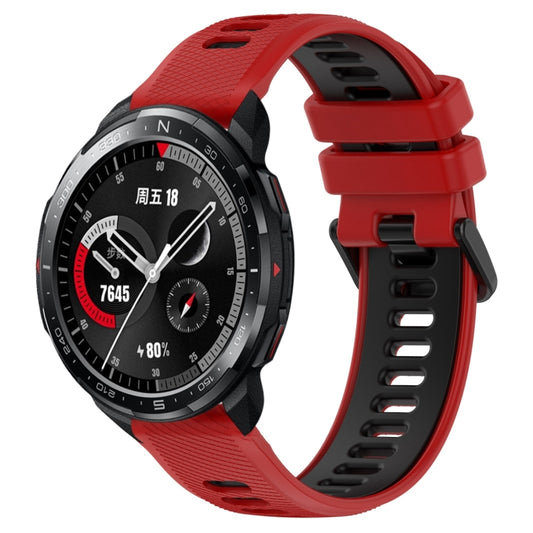 For Honor Watch GS Pro 22mm Sports Two-Color Silicone Watch Band(Red+Black) - Watch Bands by buy2fix | Online Shopping UK | buy2fix