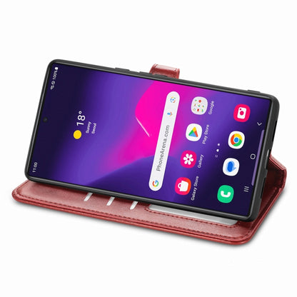 For Samsung Galaxy S25 Ultra 5G Retro Solid Color Buckle Leather Phone Case(Red) - Galaxy S25 Ultra 5G Cases by buy2fix | Online Shopping UK | buy2fix