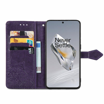 For OnePlus 12 Mandala Flower Embossed Leather Phone Case(Purple) - OnePlus Cases by buy2fix | Online Shopping UK | buy2fix