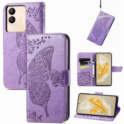 For vivo X100 Butterfly Love Flower Embossed Leather Phone Case(Lavender) - X100 Cases by imak | Online Shopping UK | buy2fix