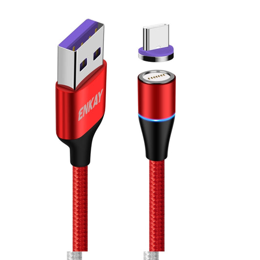 ENKAY ENK-CB1391 5A USB to Type-C Magnetic Fast Charging Data Cable with LED Light, Length: 1m(Red) - Charging Cable & Head by ENKAY | Online Shopping UK | buy2fix