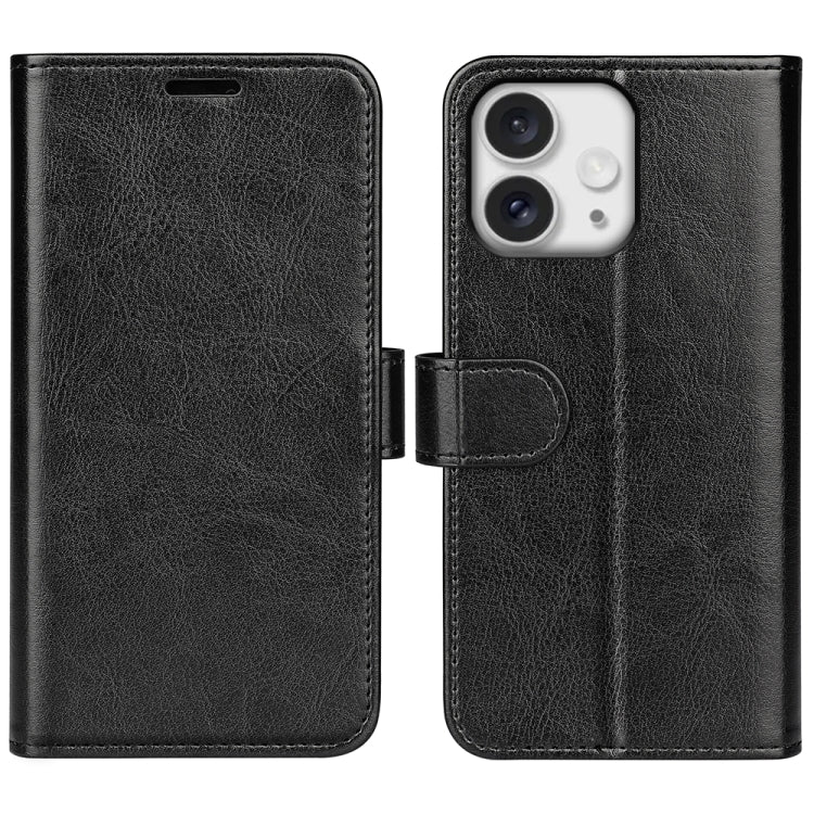 For iPhone 16 Pro R64 Texture Horizontal Flip Leather Phone Case(Black) - iPhone 16 Pro Cases by buy2fix | Online Shopping UK | buy2fix