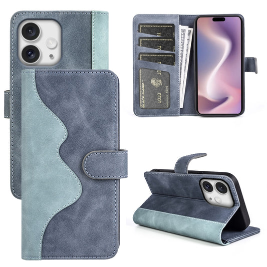 For iPhone 16 Pro Stitching Horizontal Flip Leather Phone Case(Blue) - iPhone 16 Pro Cases by buy2fix | Online Shopping UK | buy2fix