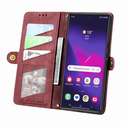 For Samsung Galaxy S25 Ultra 5G Geometric Zipper Wallet Side Buckle Leather Phone Case(Red) - Galaxy S25 Ultra 5G Cases by buy2fix | Online Shopping UK | buy2fix