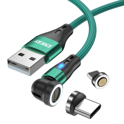 ENKAY 3A USB to Type-C / 8 Pin Magnetic 540 Degrees Rotating Fast Charging Cable, Length:1m(Green) - Charging Cable & Head by ENKAY | Online Shopping UK | buy2fix