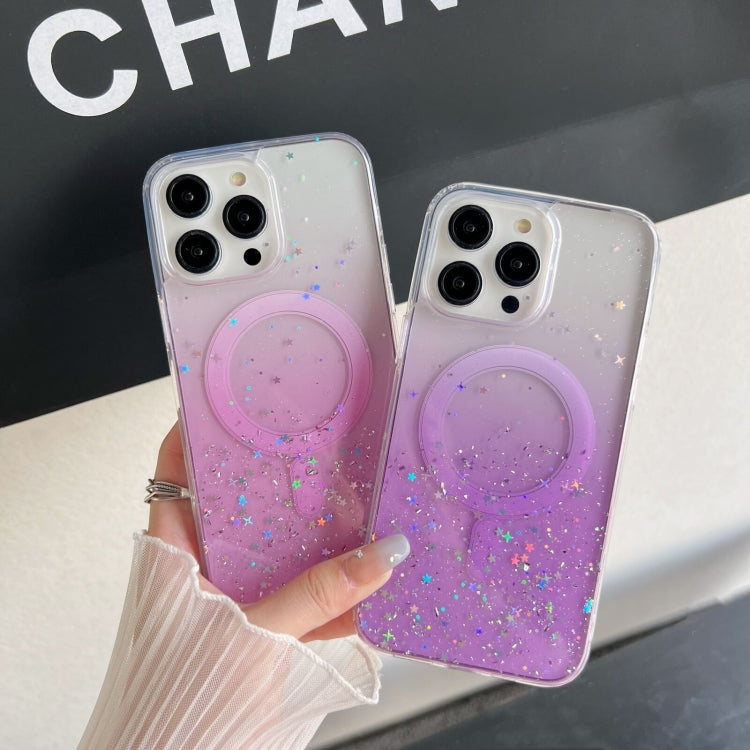 For iPhone 15 Pro MagSafe Glitter Hybrid Clear TPU Phone Case(Purple) - iPhone 15 Pro Cases by buy2fix | Online Shopping UK | buy2fix