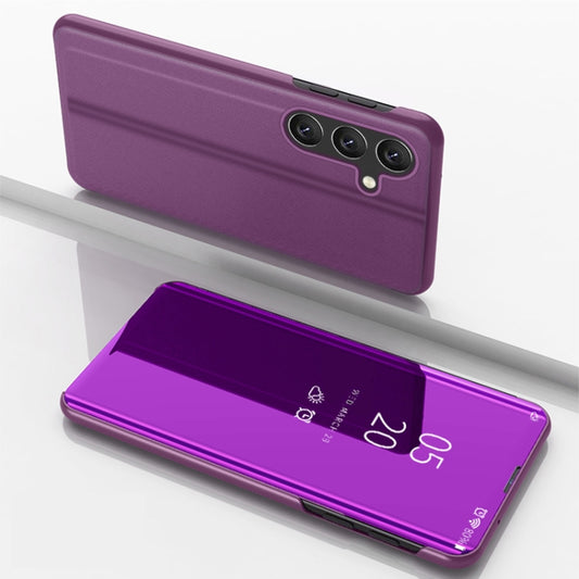 For Samsung Galaxy M34 5G Plated Mirror Horizontal Flip Leather Phone Case with Holder(Purple) - Galaxy Phone Cases by buy2fix | Online Shopping UK | buy2fix