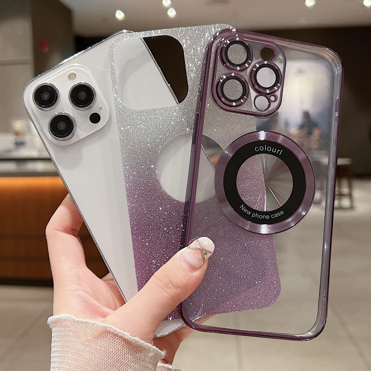 For iPhone 16 Pro Gradient Glitter Electroplating MagSafe TPU Phone Case(Purple) - iPhone 16 Pro Cases by buy2fix | Online Shopping UK | buy2fix