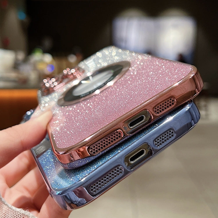 For iPhone 15 Plus MagSafe Gradient Glitter Electroplating TPU Phone Case(Rose) - iPhone 15 Plus Cases by buy2fix | Online Shopping UK | buy2fix