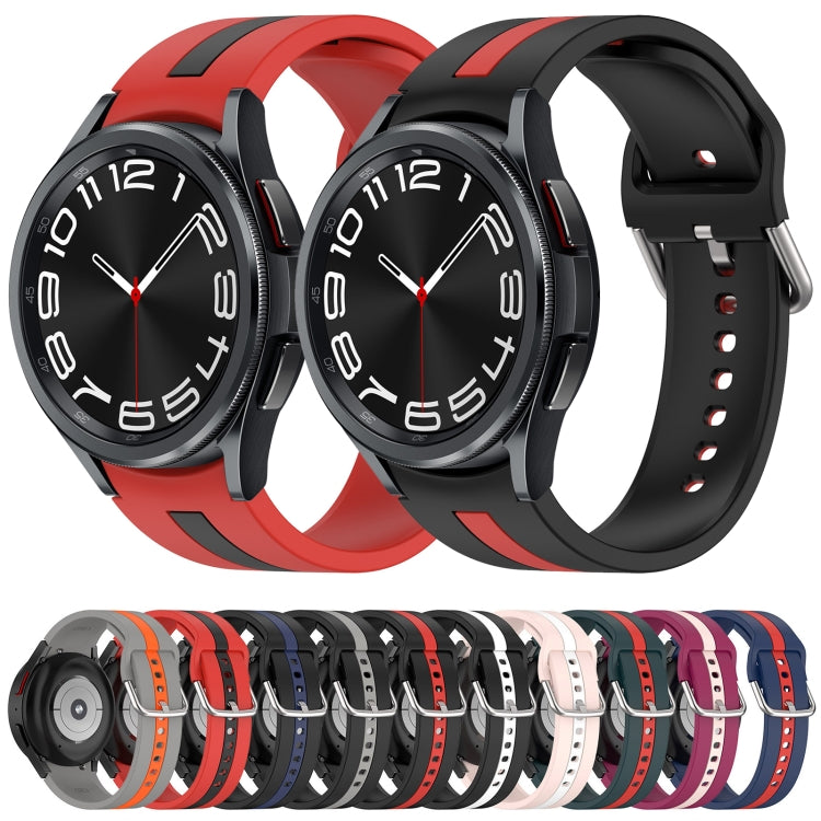 For Samsung Galaxy Watch 4 44mm Two-Color Silicone Watch Band(Black+Red) - Watch Bands by buy2fix | Online Shopping UK | buy2fix