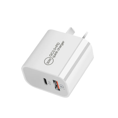 PD30W USB-C / Type-C + QC3.0 USB Dual Port Charger with 1m Type-C to Type-C Data Cable, US Plug - USB Charger by buy2fix | Online Shopping UK | buy2fix