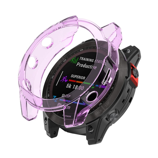 For Garmin Fenix 7 Pro Half-Package TPU Watch Protective Case(Transparent Purple) - Watch Cases by buy2fix | Online Shopping UK | buy2fix