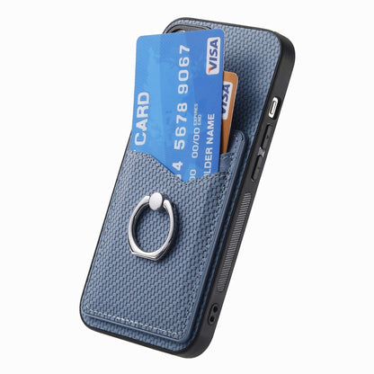 For Xiaomi 13 Lite Carbon Fiber Card Wallet Ring Holder Phone Case(Blue) - 13 Lite Cases by buy2fix | Online Shopping UK | buy2fix