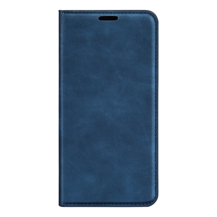 For Motorola Moto G Play 2024 Retro-skin Magnetic Suction Leather Phone Case(Dark Blue) - Motorola Cases by buy2fix | Online Shopping UK | buy2fix