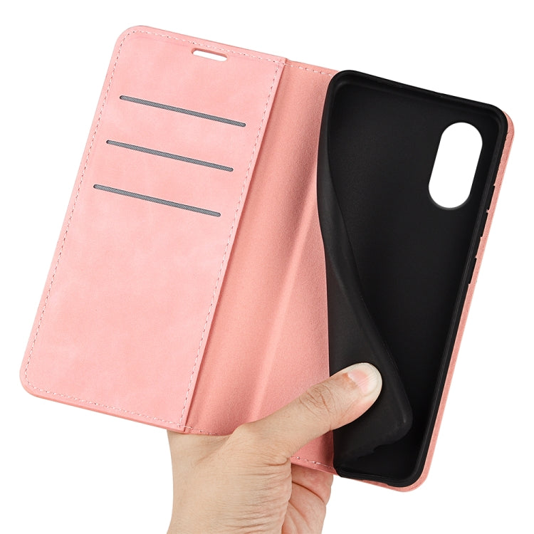 For Motorola Moto G Play 2024 Retro-skin Magnetic Suction Leather Phone Case(Pink) - Motorola Cases by buy2fix | Online Shopping UK | buy2fix