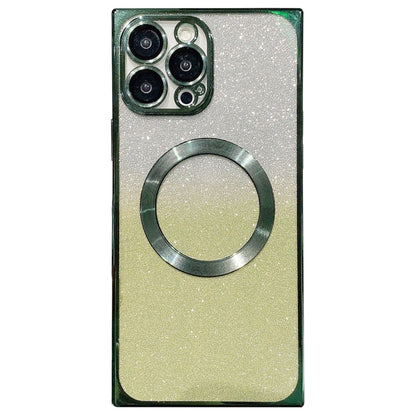 For iPhone 13 Pro Max Square Gradient Magsafe Electroplating TPU Phone Case(Green) - iPhone 13 Pro Max Cases by buy2fix | Online Shopping UK | buy2fix