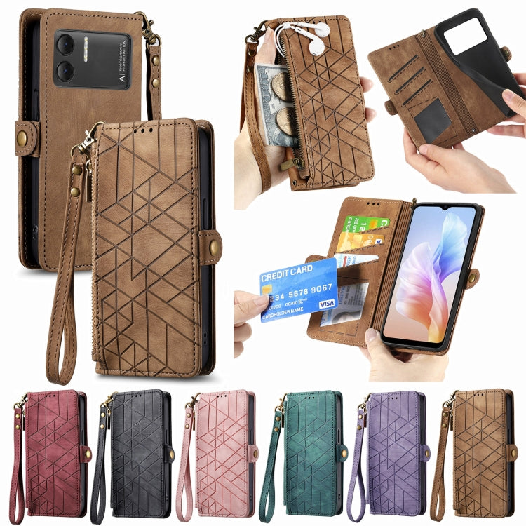 For DOOGEE X98 Pro / X98 Geometric Zipper Wallet Side Buckle Leather Phone Case(Black) - Doogee Cases by buy2fix | Online Shopping UK | buy2fix