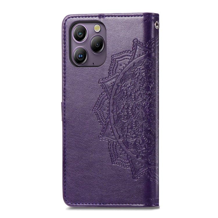 For Blackview A96 Mandala Flower Embossed Leather Phone Case(Purple) - More Brand by buy2fix | Online Shopping UK | buy2fix