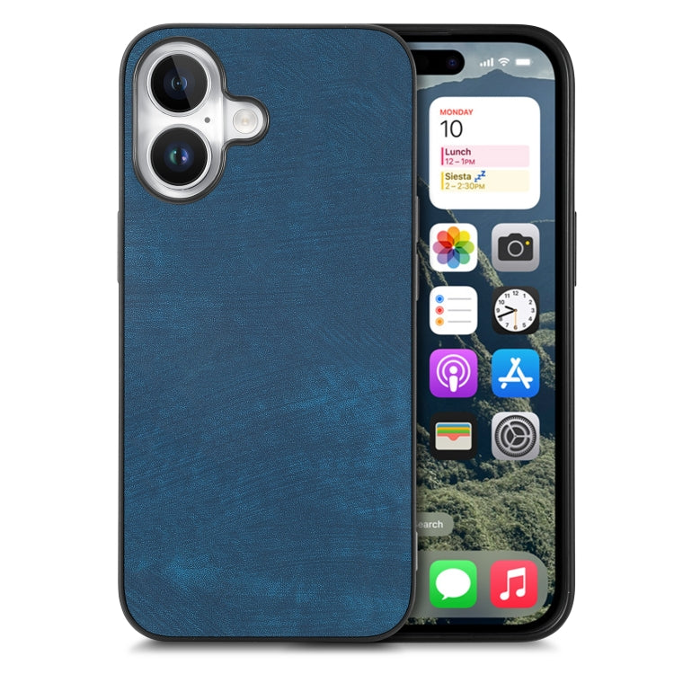 For iPhone 16 Plus Vintage Leather PC Back Cover Phone Case(Blue) - iPhone 16 Plus Cases by buy2fix | Online Shopping UK | buy2fix